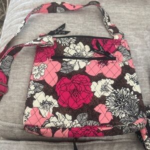 Vera Bradley Pink and Brown Floral Crossbody Bag
